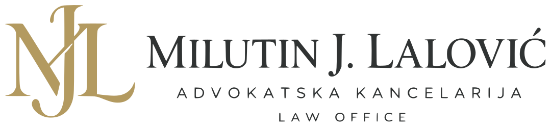 MJL gold monogram and Milutin J. Lalović law office wordmark.